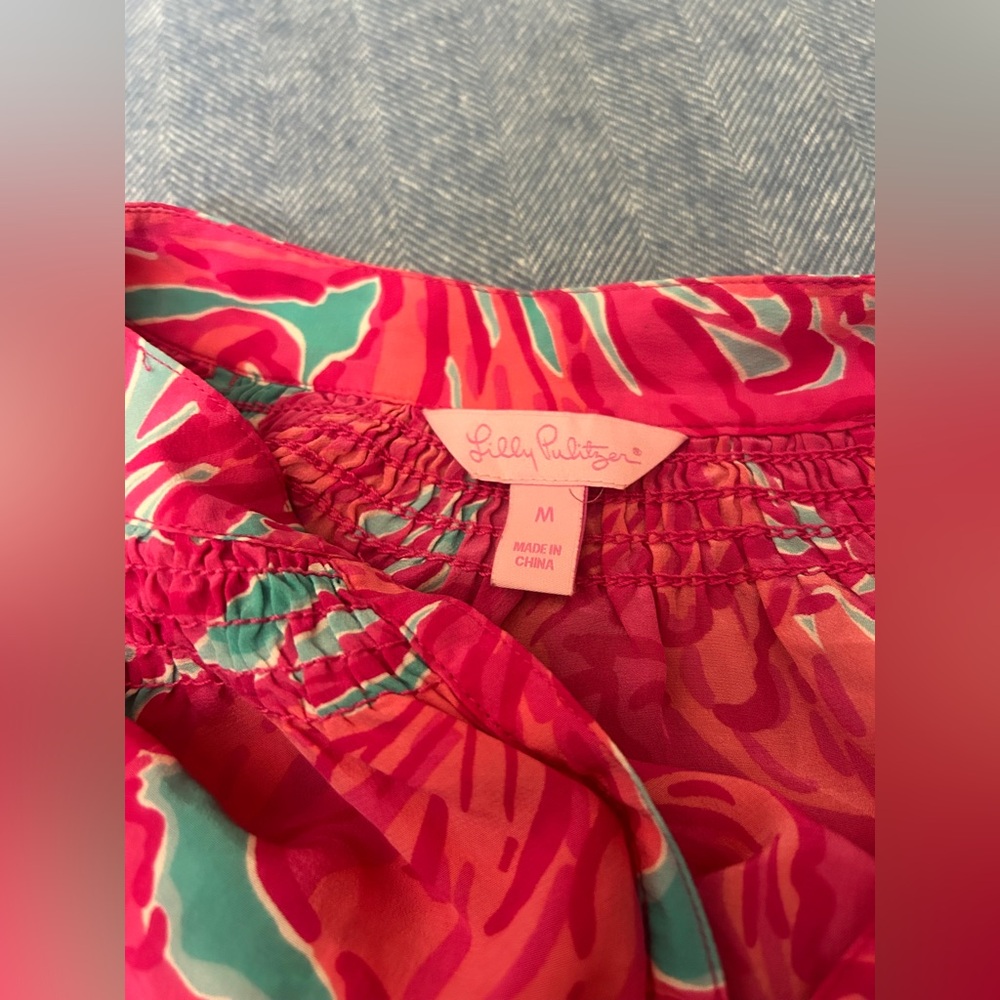Lilly Pulitzer Pink and Orange Graphic Long Sleeve Blouse - Picture 2 of 7